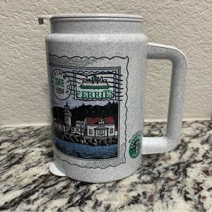 Vtg Starbucks Marriott Plastic Tumbler 1994 Washington State Ferries Postcard